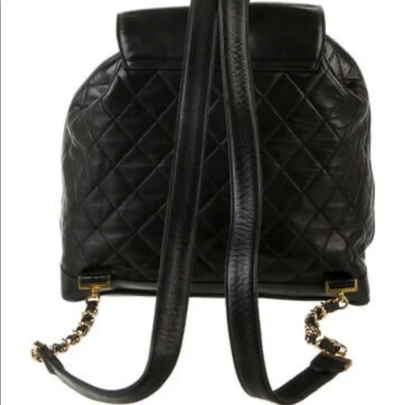 Chanel Vintage Quilted CC Black Lambskin Backpack - Picture 3 of 14